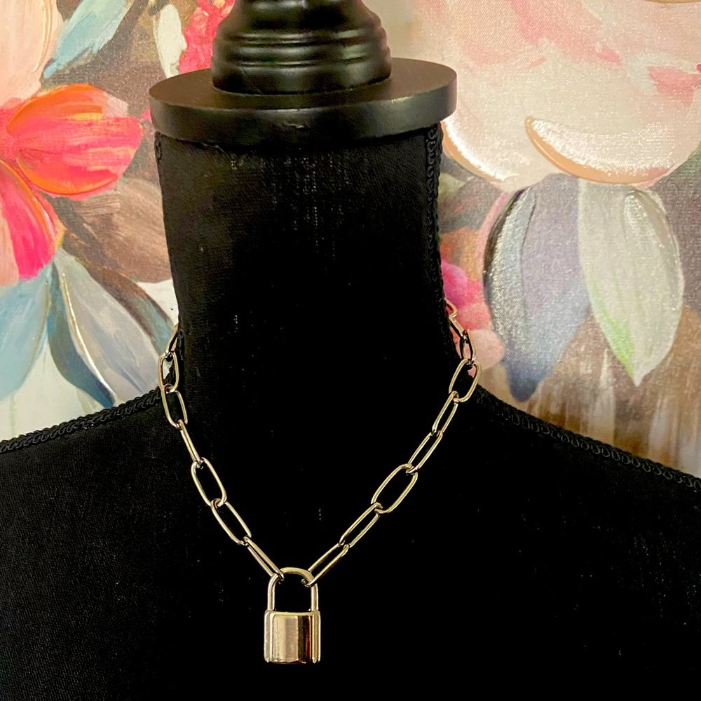 Silver Padlock Pendant Necklace